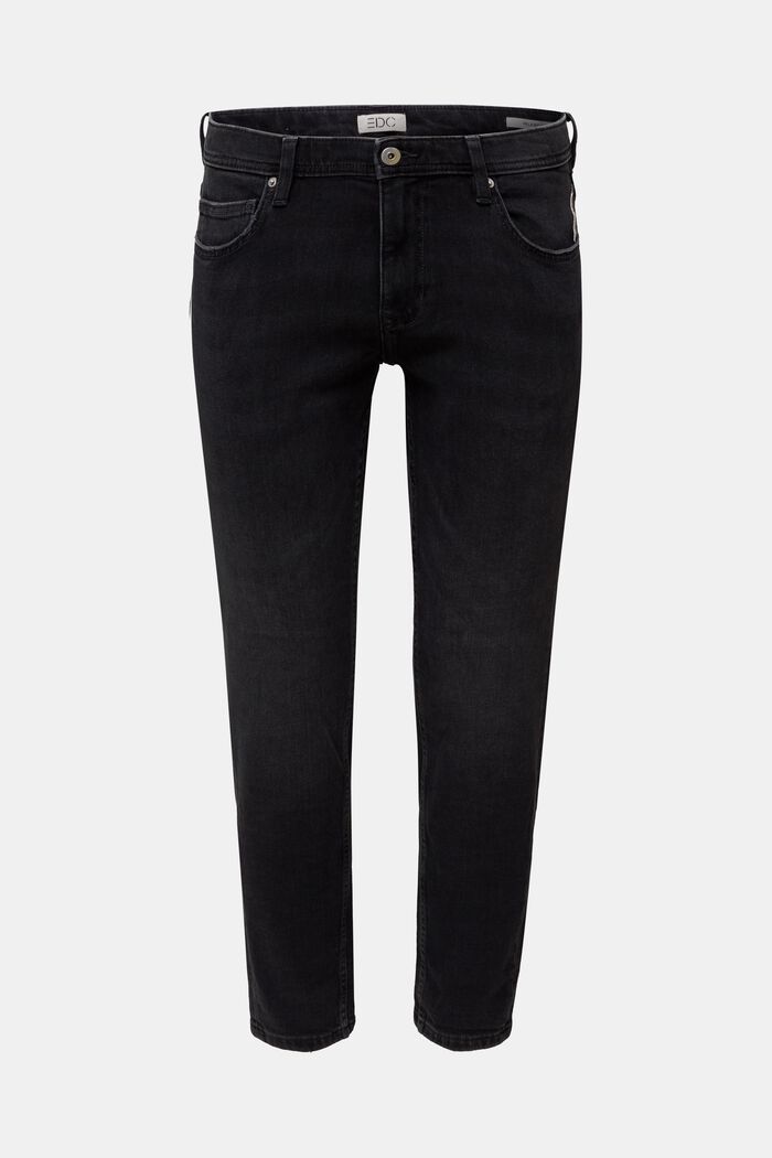 Stretch jeans containing organic cotton, BLACK DARK WASHED, overview