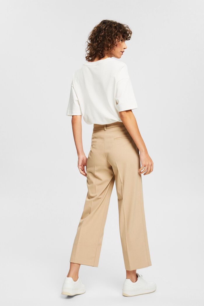 Cropped fabric trousers, CAMEL, detail image number 3