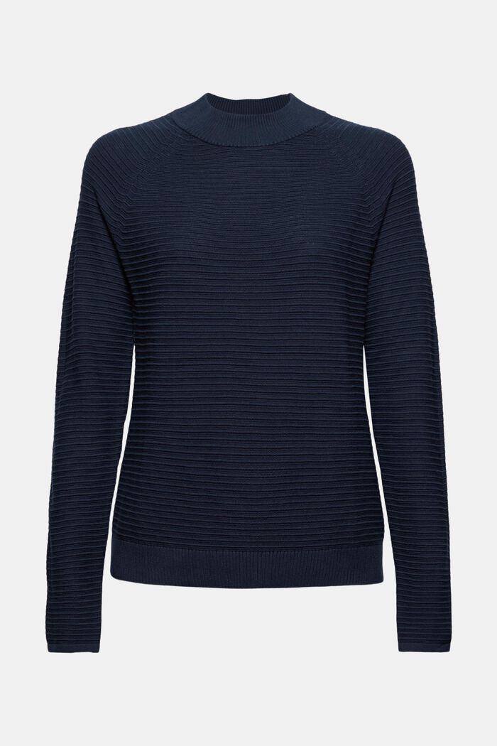 Jumper with a ribbed texture, organic cotton, NAVY, detail image number 0