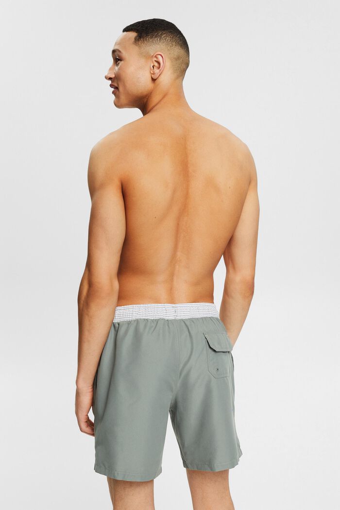 Swim shorts with a striped waistband, LIGHT KHAKI, detail image number 1