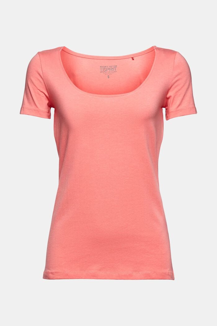 Plain T-shirt made of organic cotton, CORAL RED, overview
