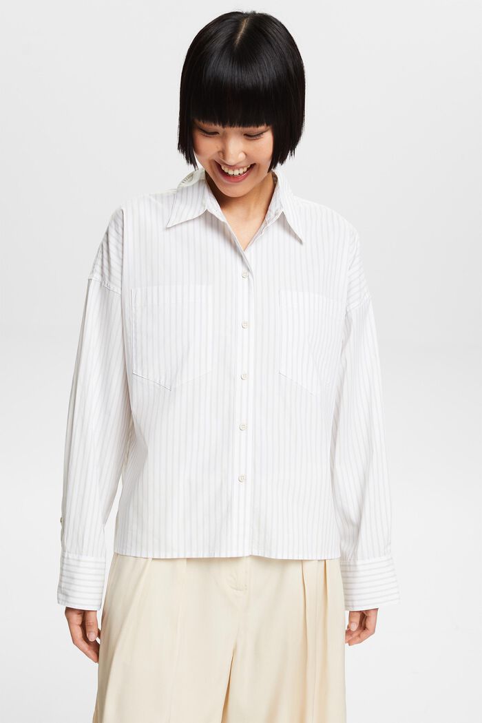 Striped Button-Down Shirt, LIGHT GREY, detail image number 4