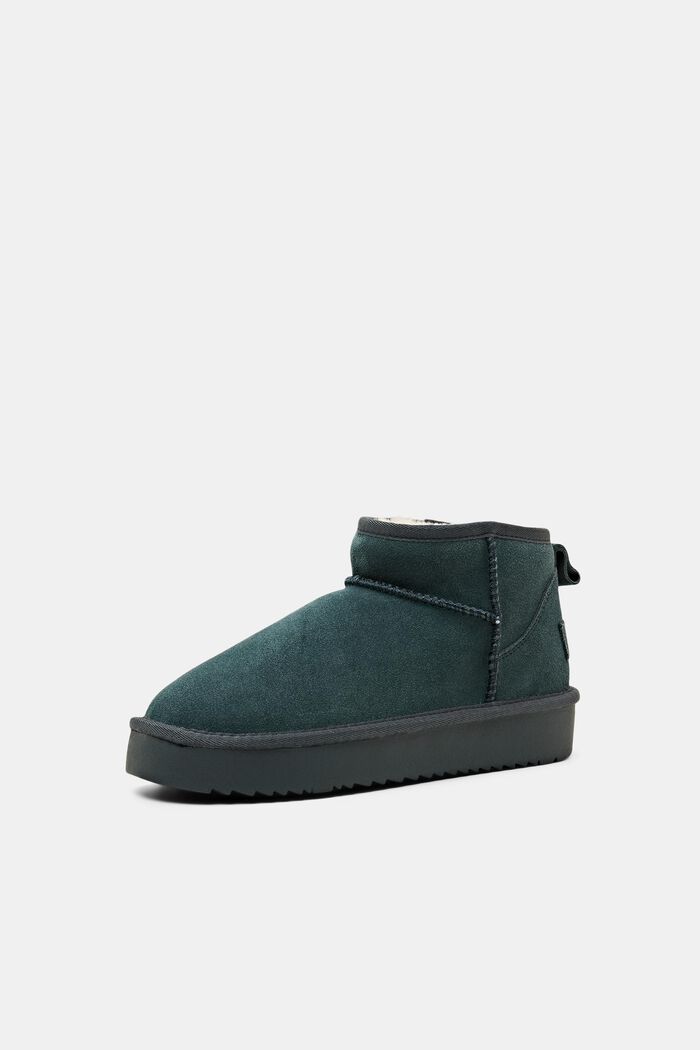 Faux-Fur Lined Suede Booties, EMERALD GREEN, detail image number 2