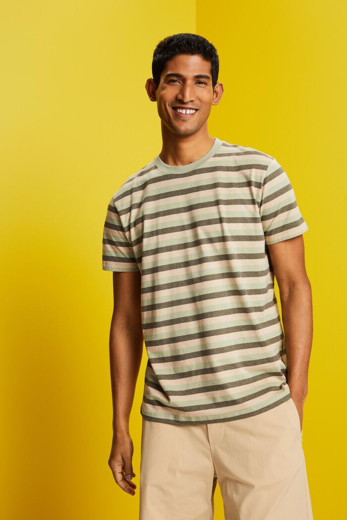 Striped Cotton Jersey T-Shirt, LIGHT GREEN, detail image number 0