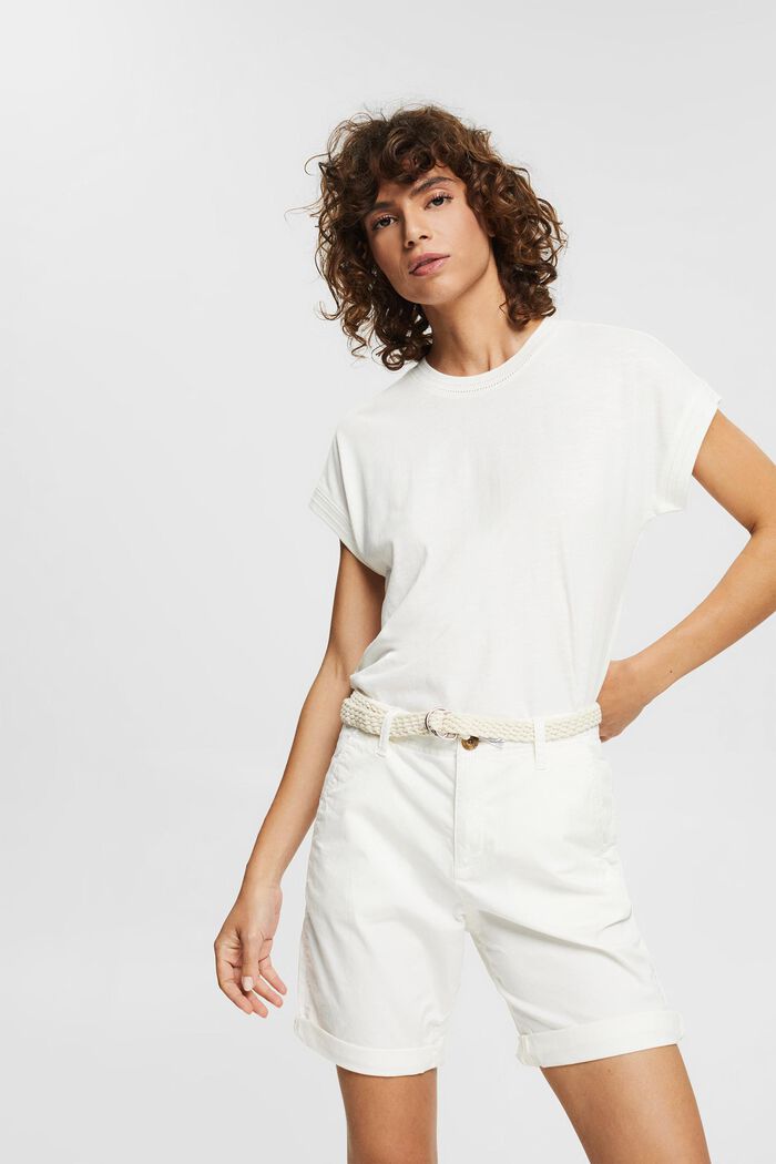 Shorts with a woven belt, WHITE, detail image number 6