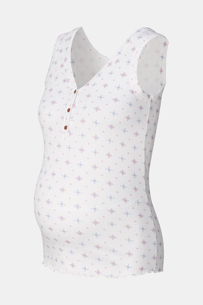Ribbed tank top with print, BRIGHT WHITE, detail image number 4
