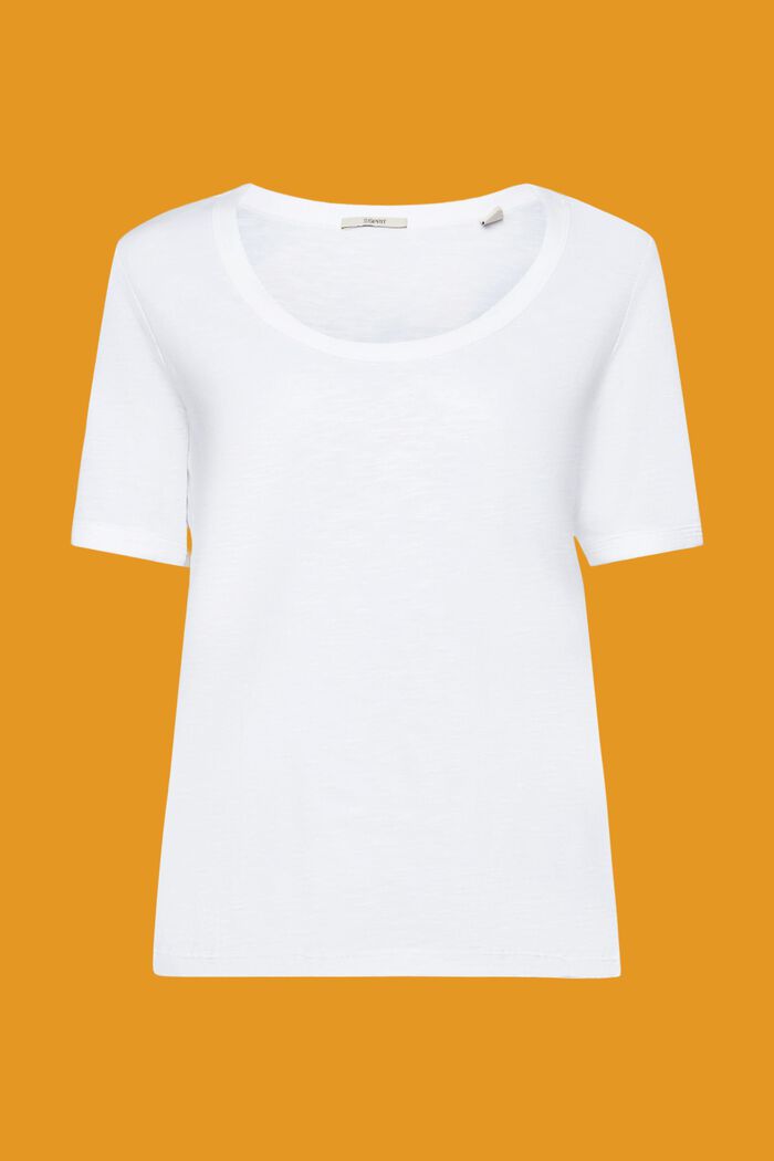 Cotton T-shirt with scoop neckline, WHITE, detail image number 6