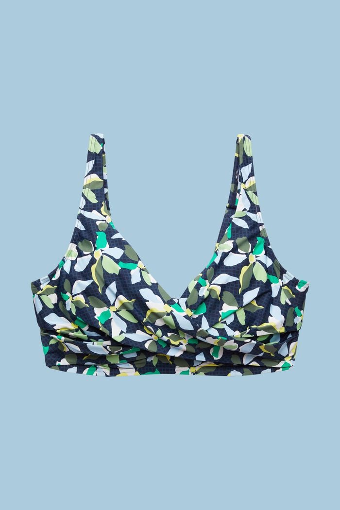 Print Underwired Unpadded Bikini Tops, NAVY, detail image number 0