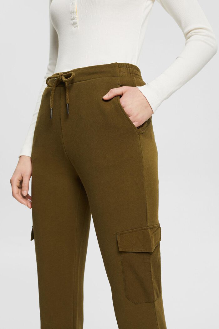 Tracksuit bottoms in a cargo style, organic cotton, KHAKI GREEN, detail image number 2