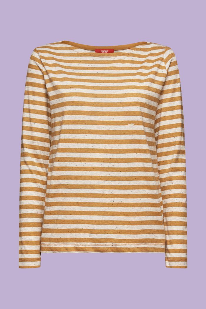 Striped Jersey Long Sleeve Top, CAMEL, detail image number 6