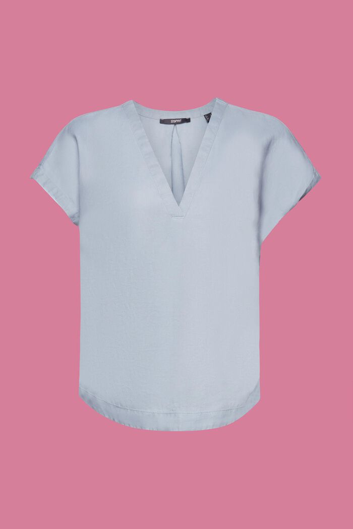 Short sleeve linen blouse, LIGHT BLUE LAVENDER, detail image number 6