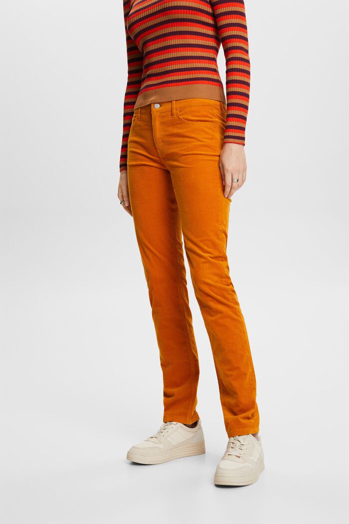 Mid-Rise Slim Corduroy Trousers, HONEY YELLOW, detail image number 0