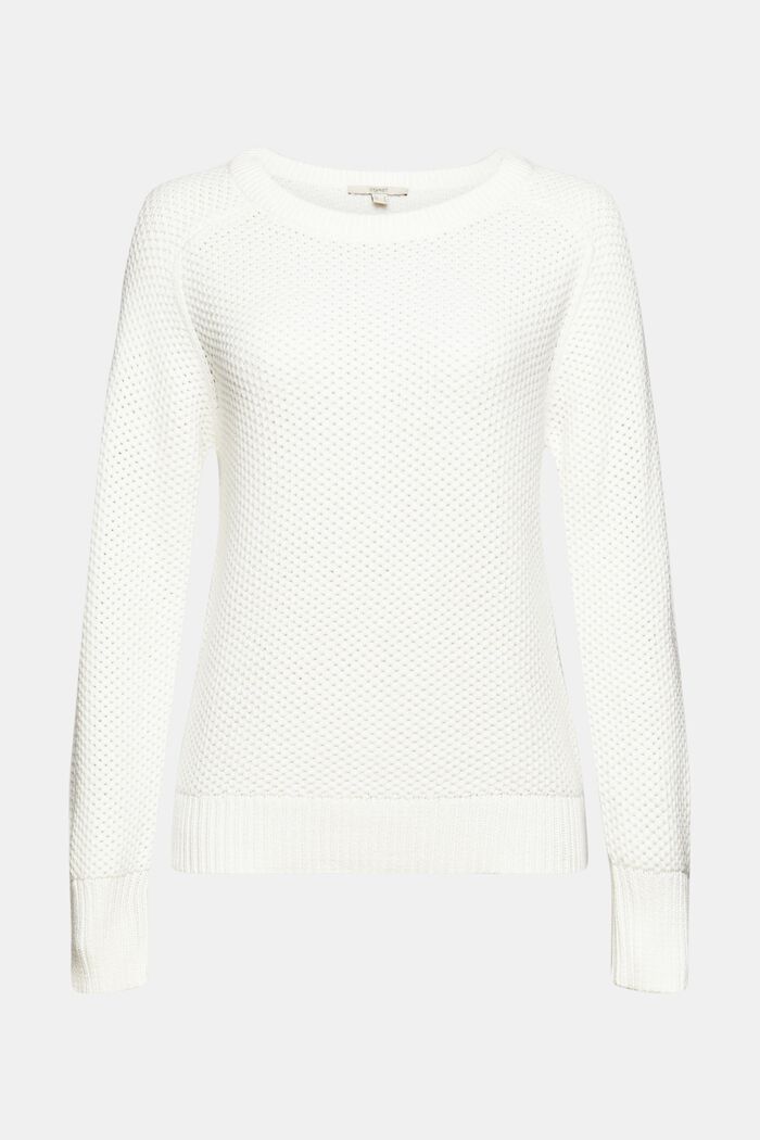 Textured knit jumper, blended cotton, OFF WHITE, detail image number 6