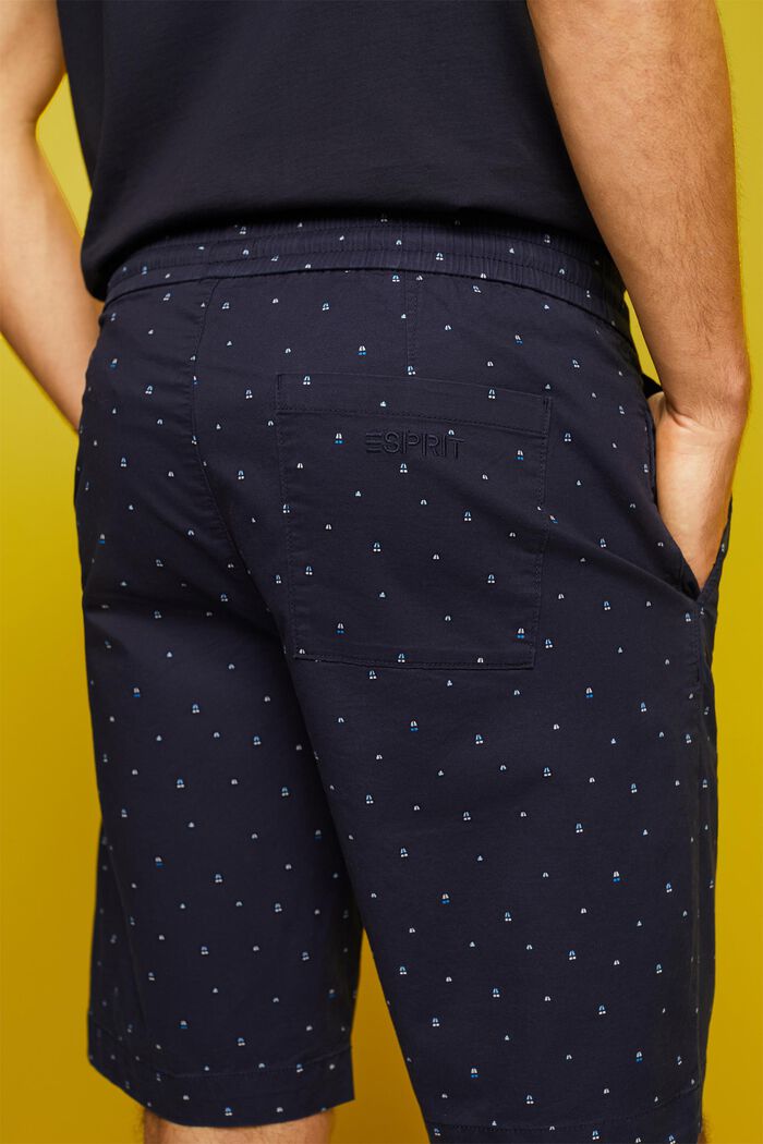 Patterned pull-on shorts, stretch cotton, NAVY, detail image number 4
