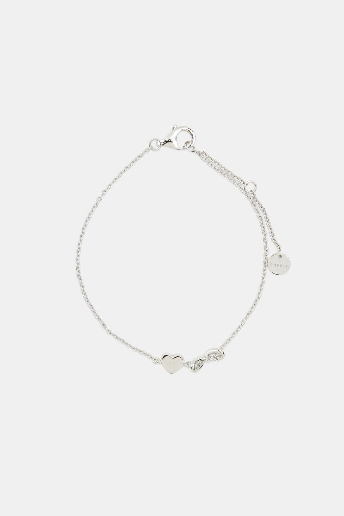 Bracelet with zirconia charm, sterling silver, SILVER, detail image number 0