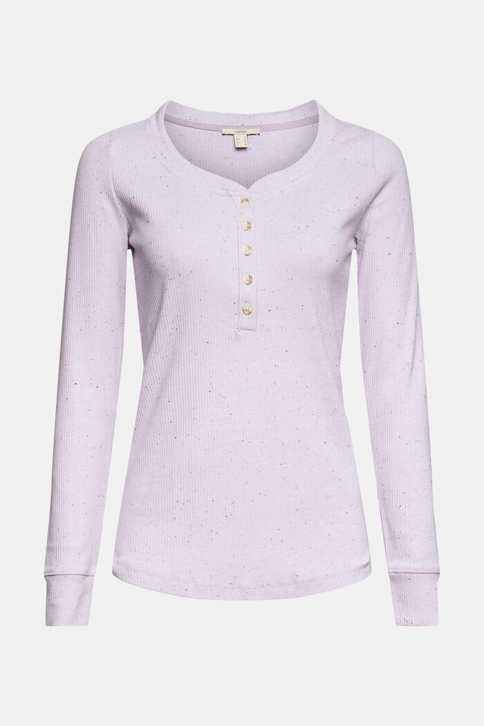Long sleeve top featuring fantasy yarn, organic cotton blend, LILAC, detail image number 5