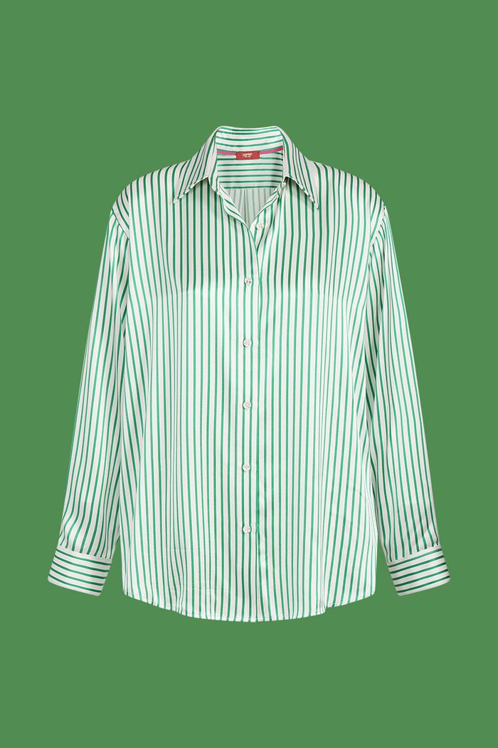 Striped Silk Charmeuse Shirt, GREEN, detail image number 5