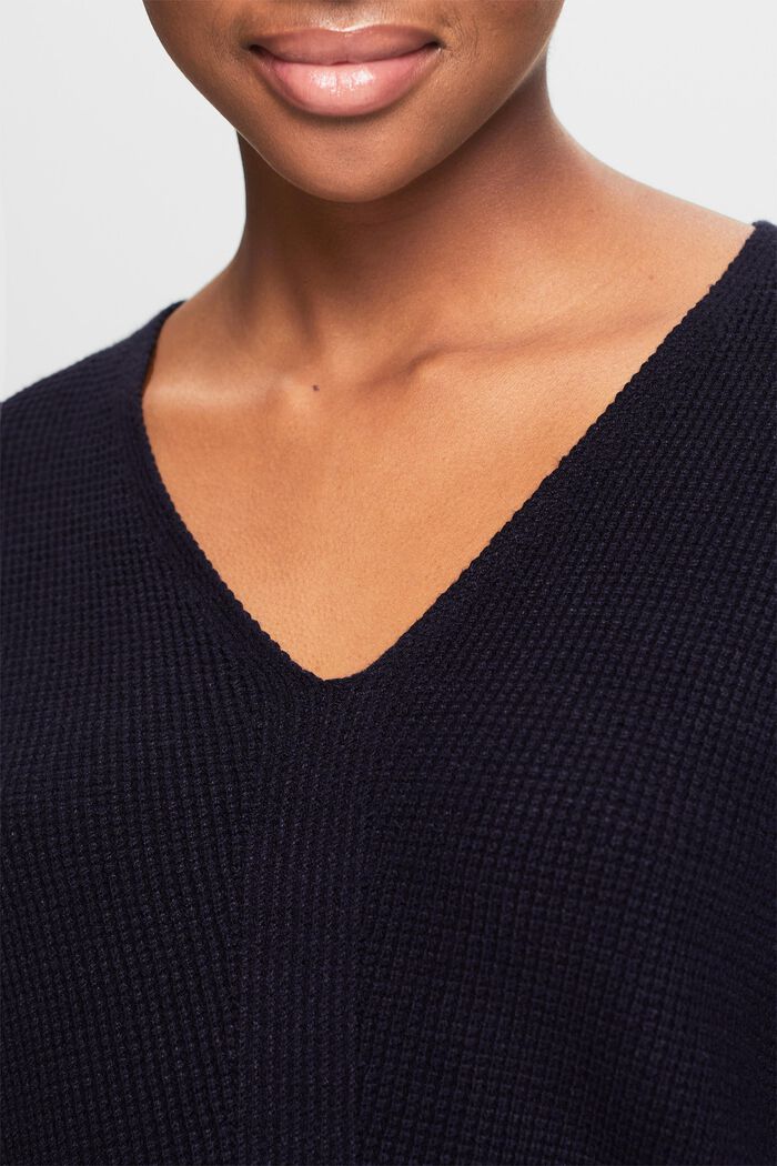 V-neck jumper in purl knit fabric, NAVY, detail image number 3