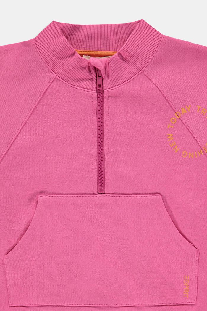 Cotton sweatshirt with half-length zip, PINK FUCHSIA, detail image number 2