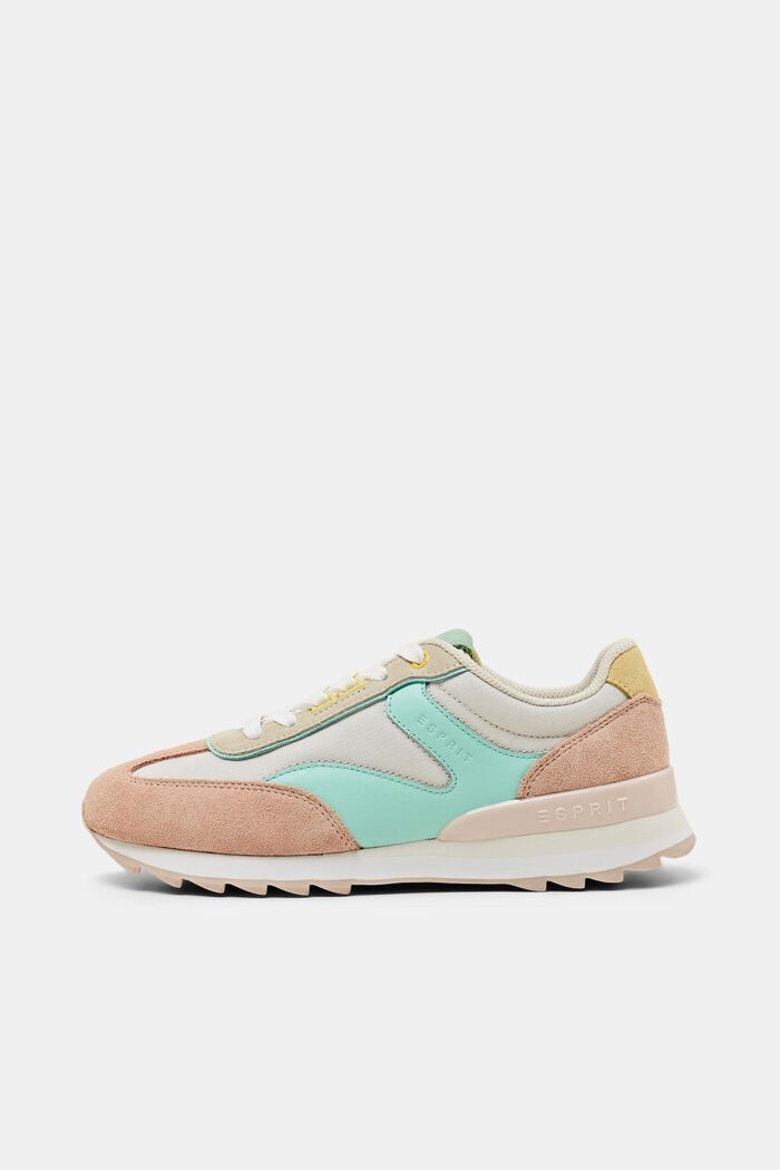 Multi-coloured trainers with real leather, LIGHT AQUA GREEN, detail image number 0