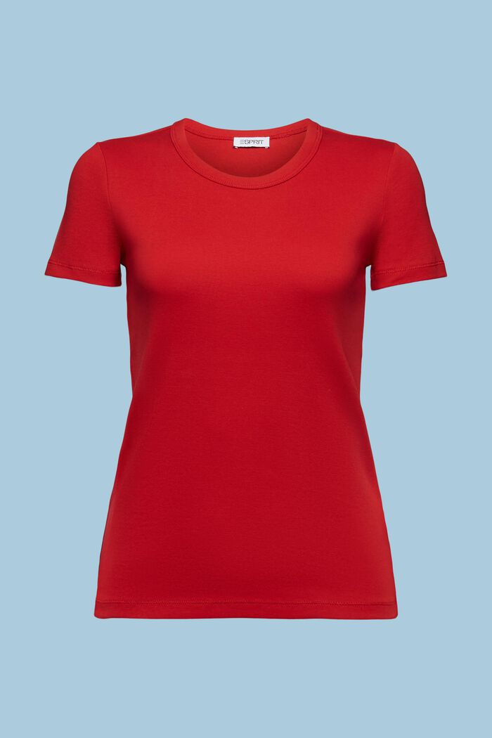 Cotton Short-Sleeve T-Shirt, DARK RED, detail image number 5