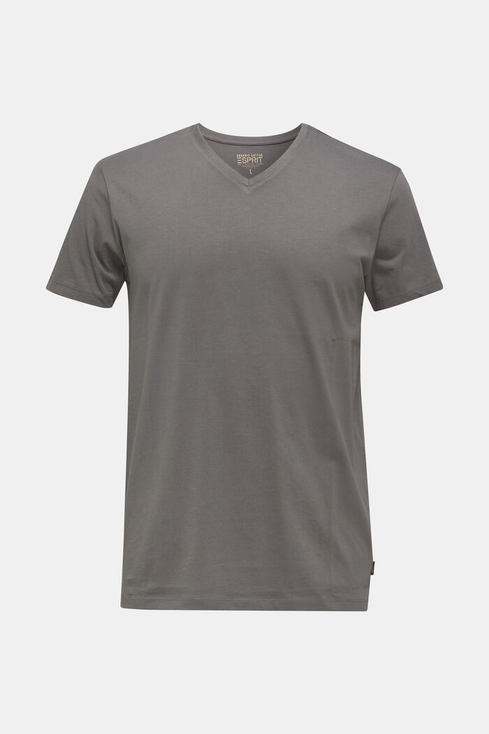 Jersey T-shirt in 100% cotton, DARK GREY, overview