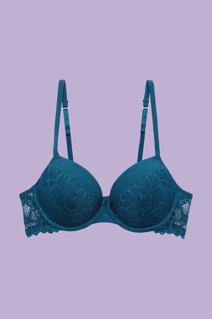 Underwired Push-Up Lace Bra, PETROL BLUE, detail image number 5