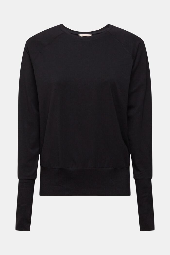Long sleeve top with thumb holes, BLACK, detail image number 1