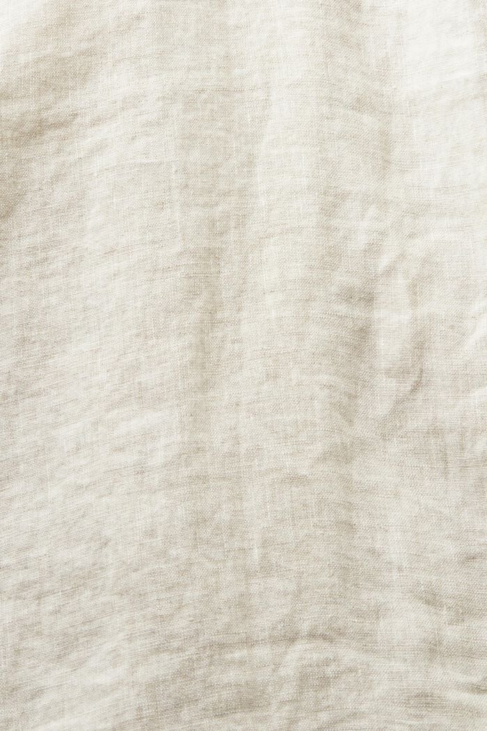 Belted Linen Midi Shirtdress, BEIGE, detail image number 5