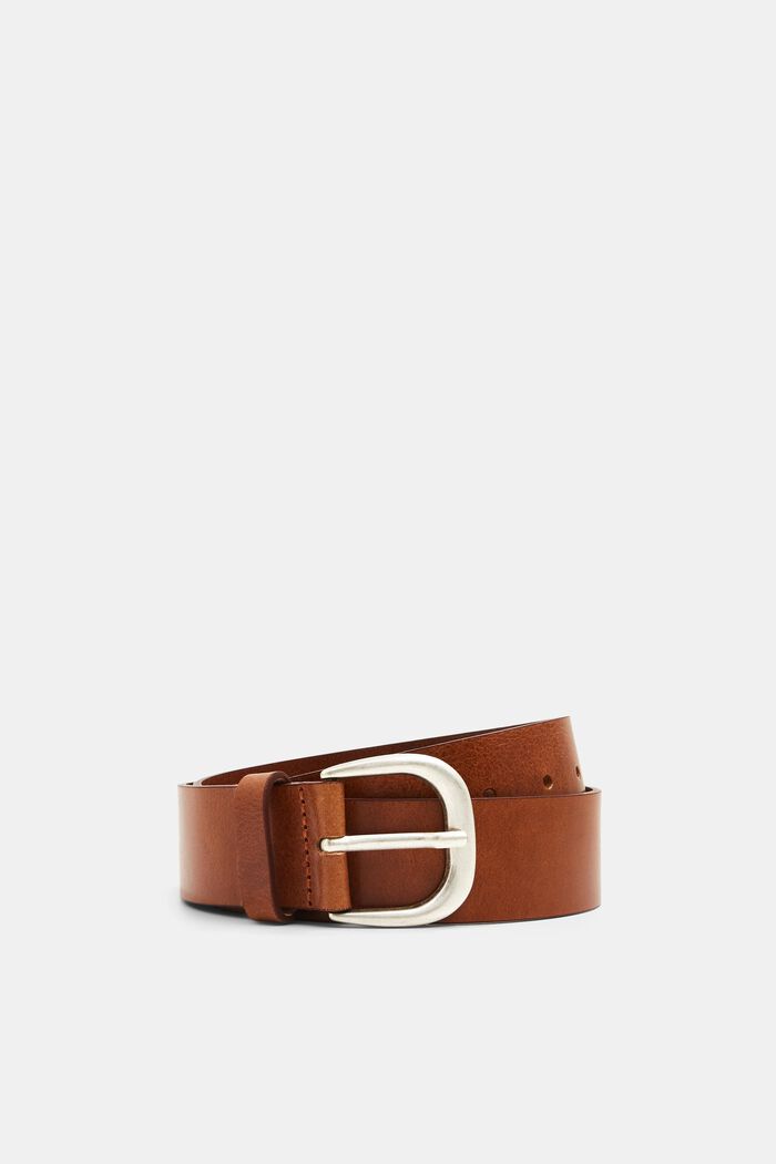 Leather belt with pin buckle, BROWN, detail image number 0
