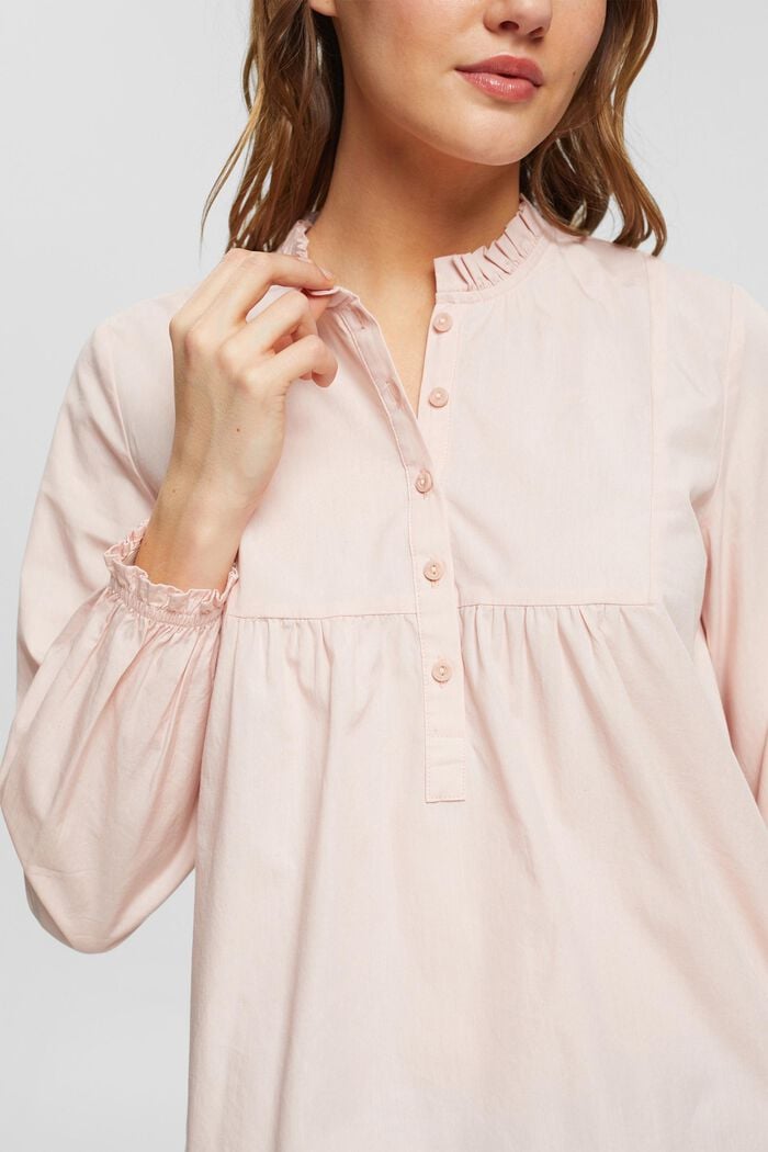 Blouse with frill details, organic cotton, DUSTY NUDE, detail image number 2