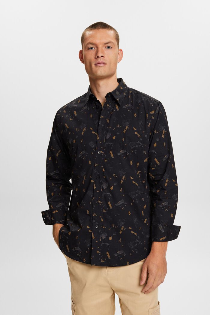 Patterned Cotton Shirt, BLACK, detail image number 2