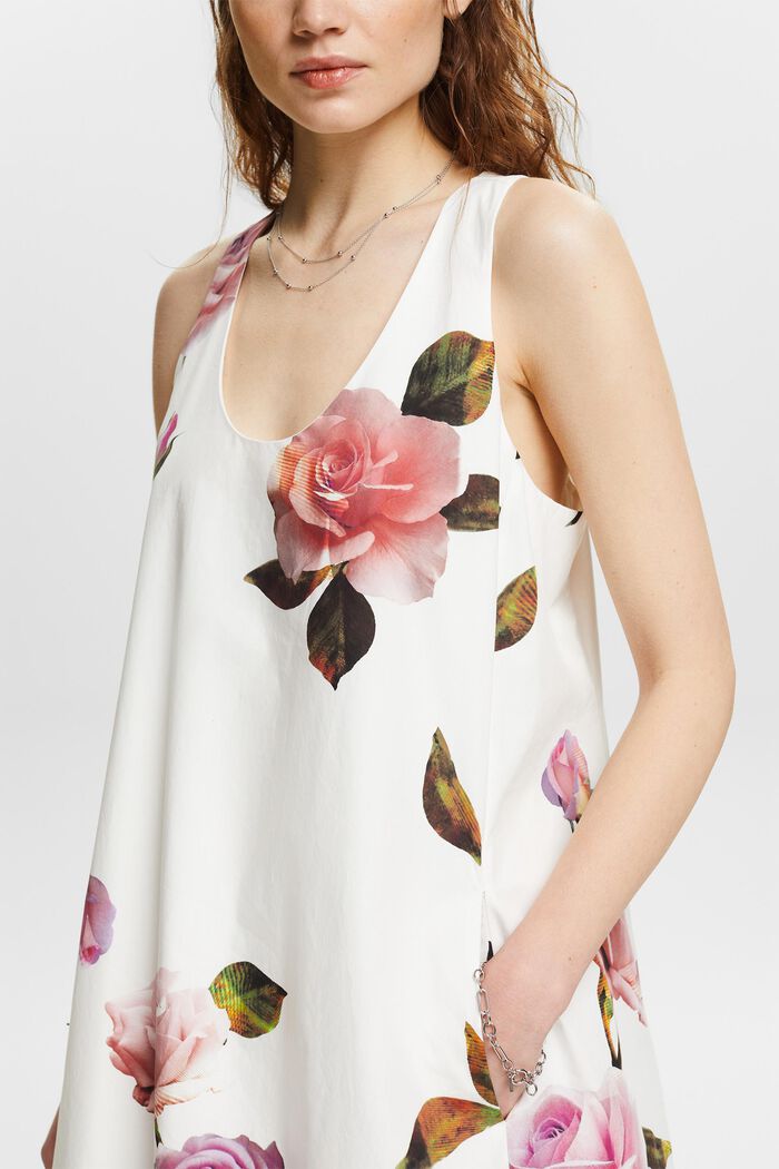 Printed Puffed Hem Dress, OFF WHITE, detail image number 3