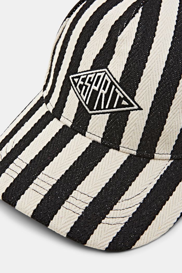 Logo Striped Baseball Cap, BLACK, detail image number 1