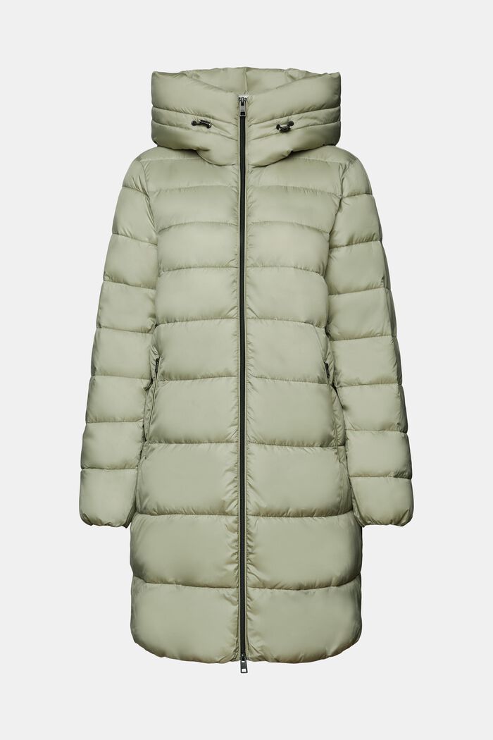 Recycled: puffer coat with a hood, DUSTY GREEN, detail image number 7