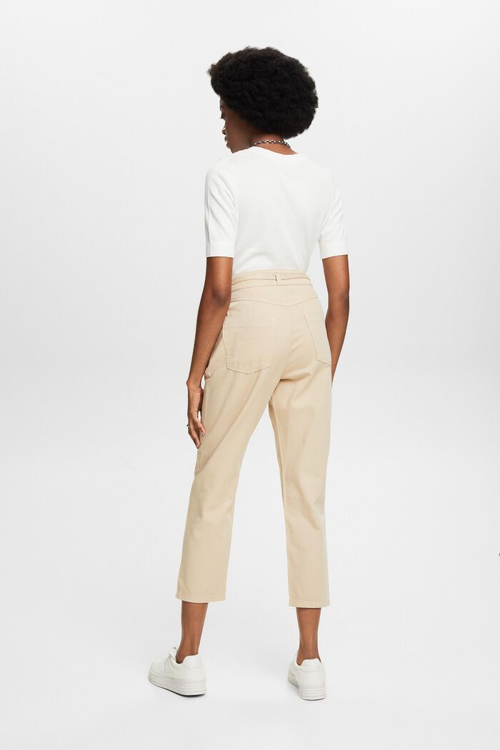 Waist pleat trousers with a belt, pima cotton, BEIGE, detail image number 2
