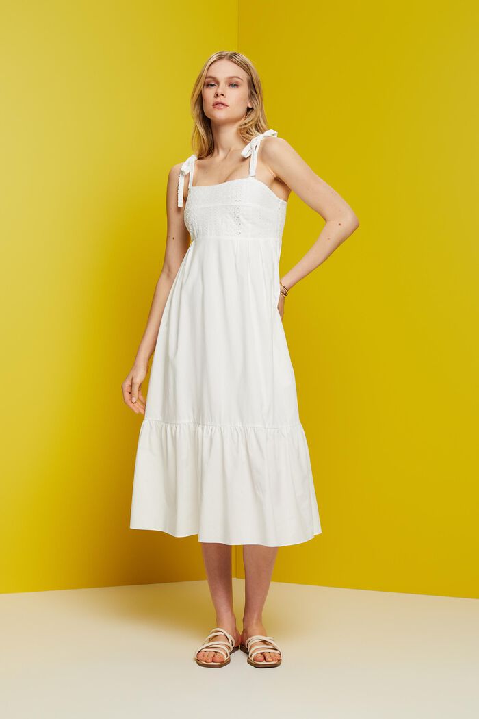 Midi dress with embroidery, LENZING™ ECOVERO™, WHITE, detail image number 4