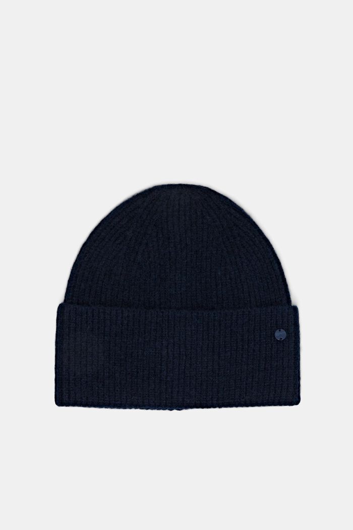 Ribbed-Knit Beanie, NAVY, detail image number 0