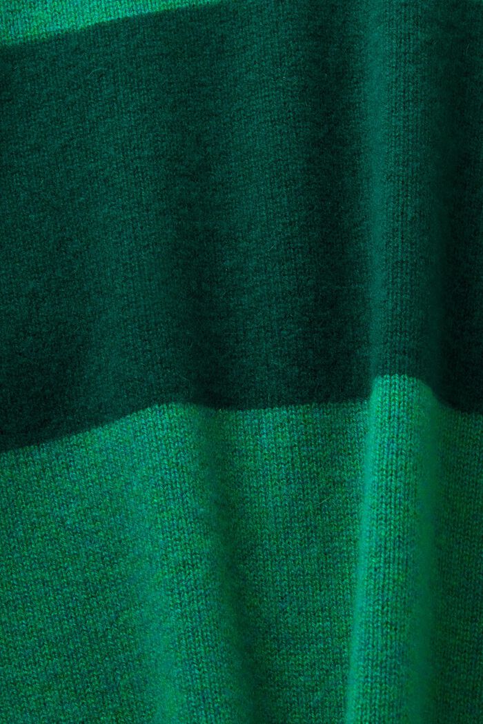 Cashmere V-Neck Rugby Stripe Sweater, EMERALD GREEN, detail image number 6