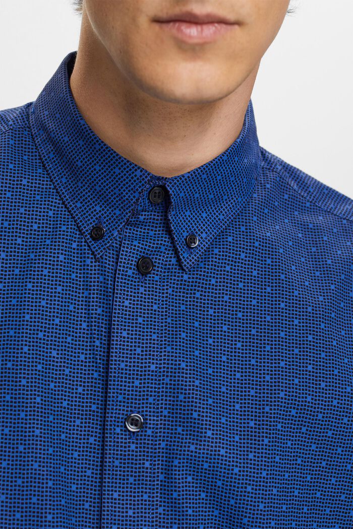 Patterned button-down shirt, 100% cotton, BRIGHT BLUE, detail image number 2