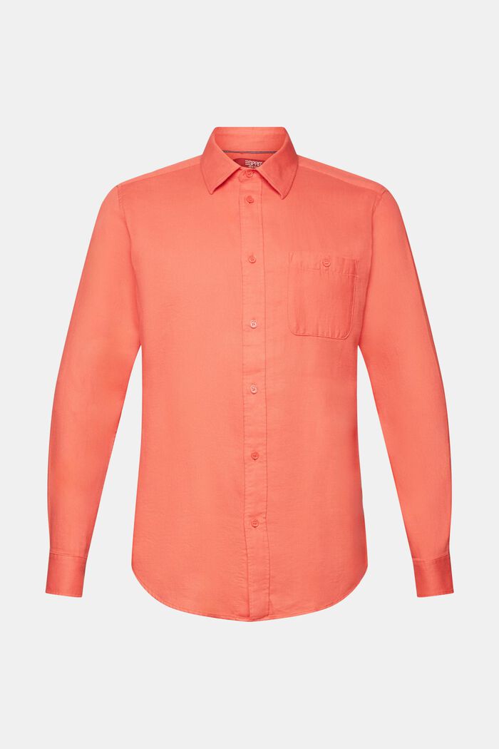 Textured slim fit shirt, 100% cotton, CORAL RED, detail image number 6