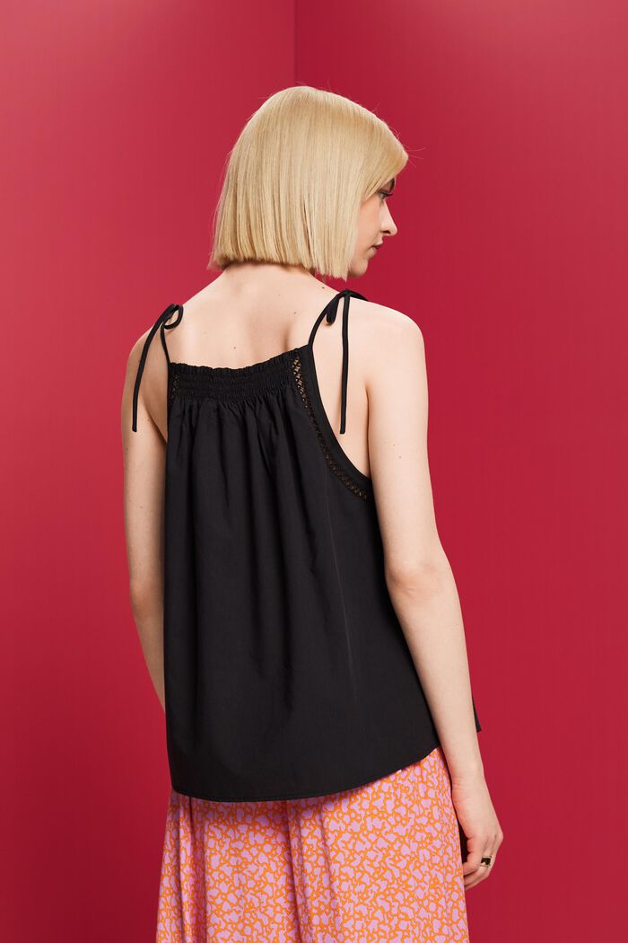 Camisole top with smock, TENCEL™, BLACK, detail image number 3