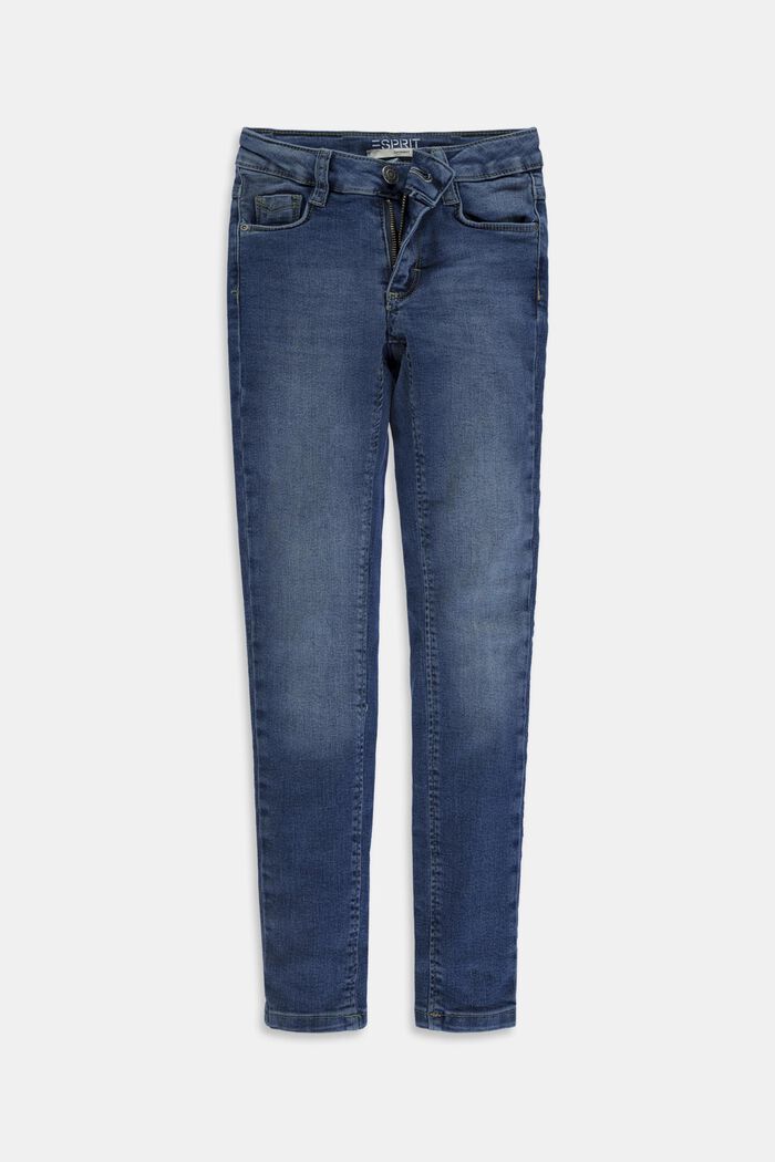 Stretch jeans available in different widths with an adjustable waistband, BLUE MEDIUM WASHED, detail image number 0