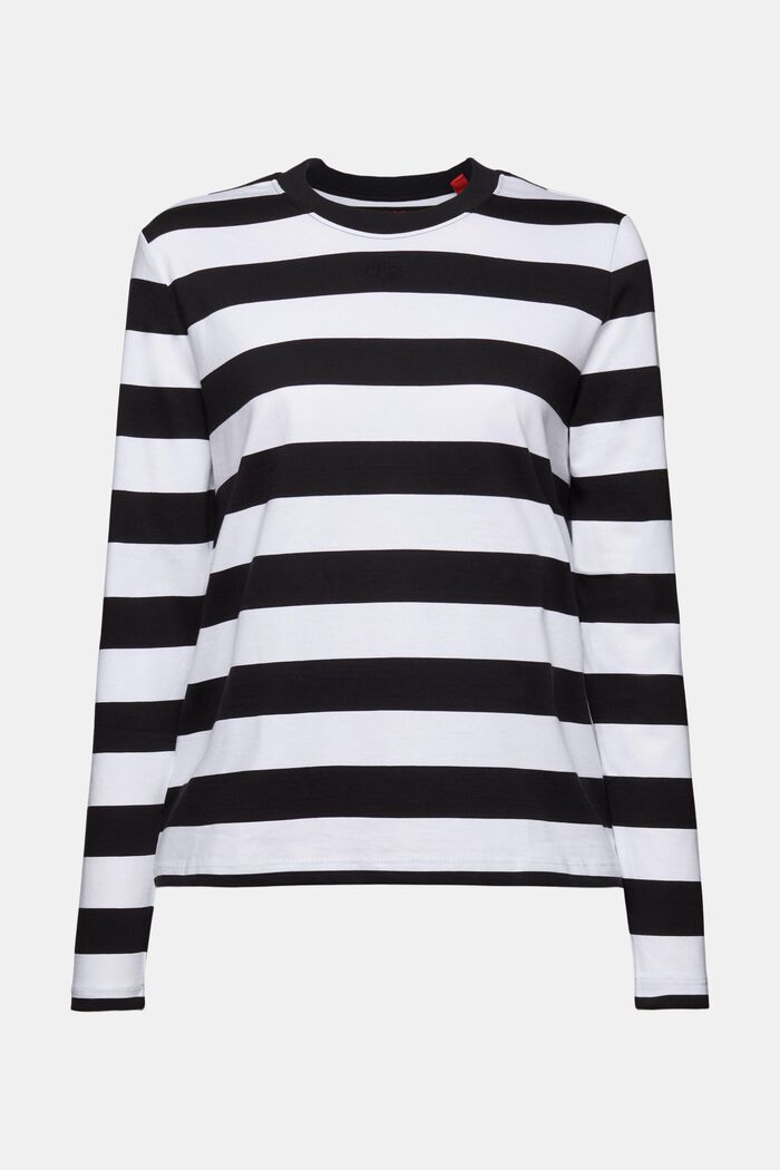 Striped Cotton Jersey Top, BLACK, detail image number 6