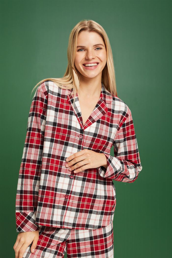 Checked Flannel Pyjama Set, NEW RED, detail image number 0