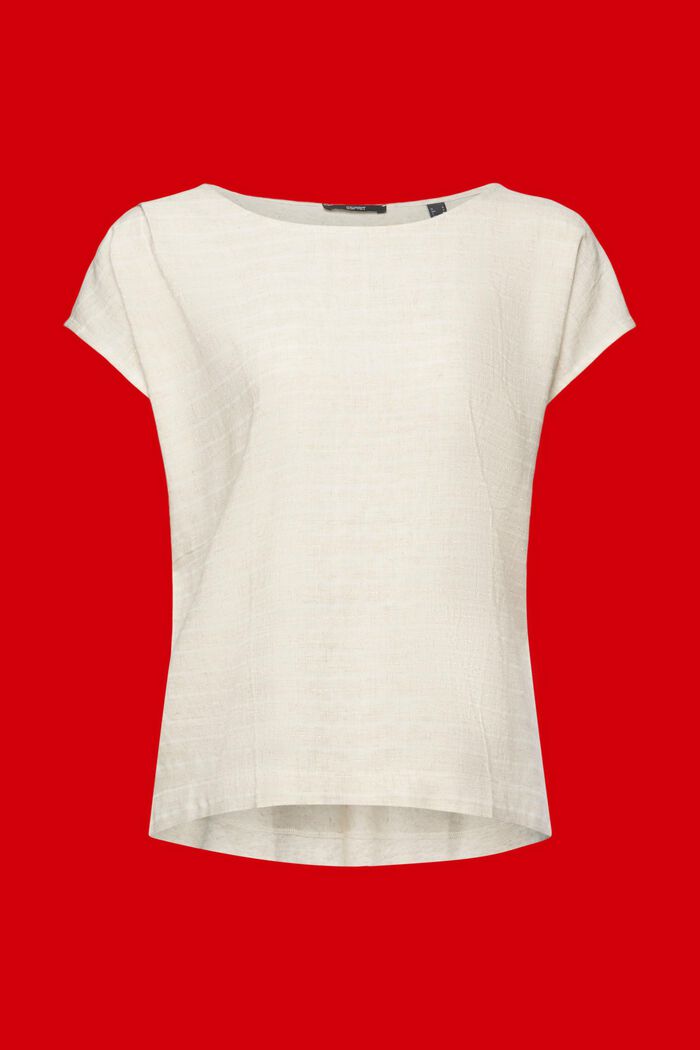 Mixed fabric T-shirt, linen blend, SAND, detail image number 6