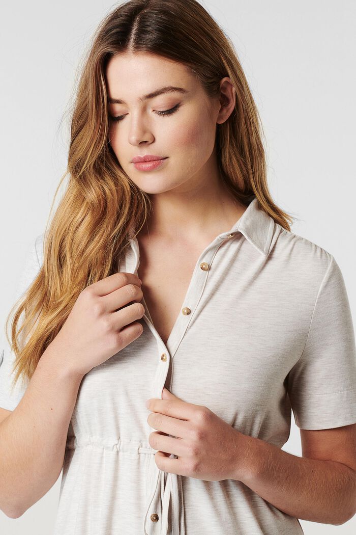 Top with a button placket, OATMEAL MELANGE, detail image number 0