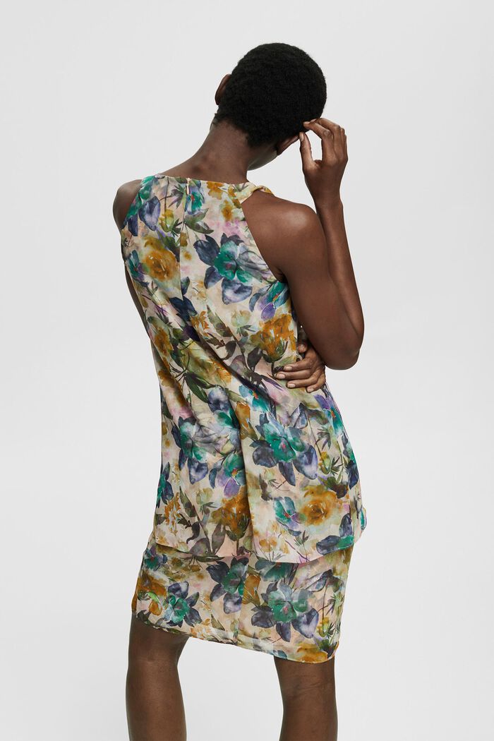 Made of recycled material: chiffon dress with a floral pattern, OFF WHITE, detail image number 2