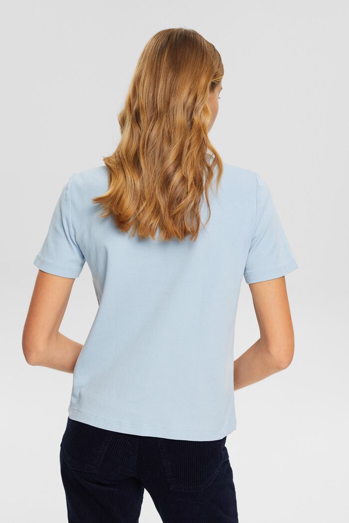 organic cotton t-shirt with embroidered logo, PASTEL BLUE, detail image number 3