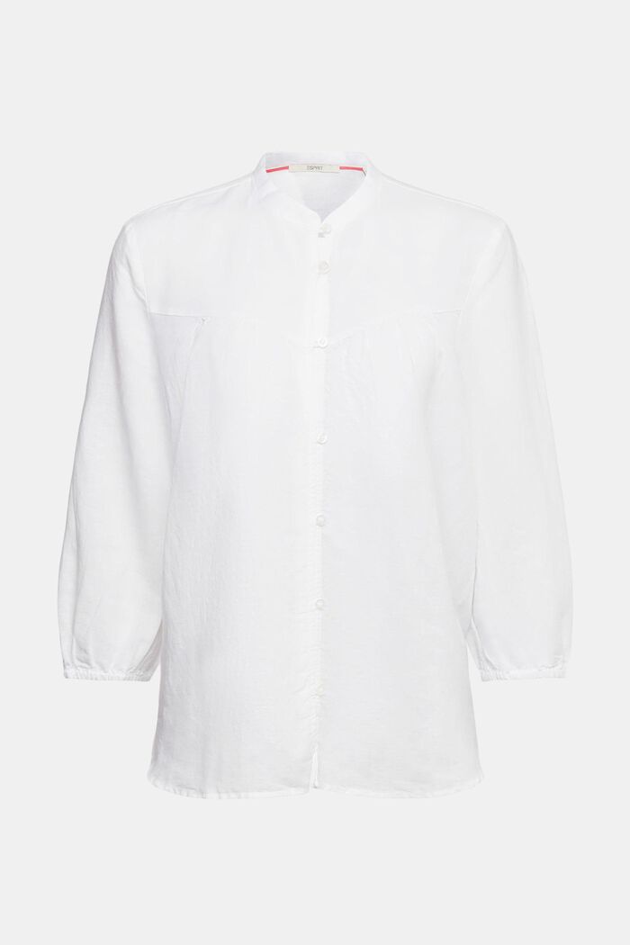 Wide linen blend blouse, WHITE, overview